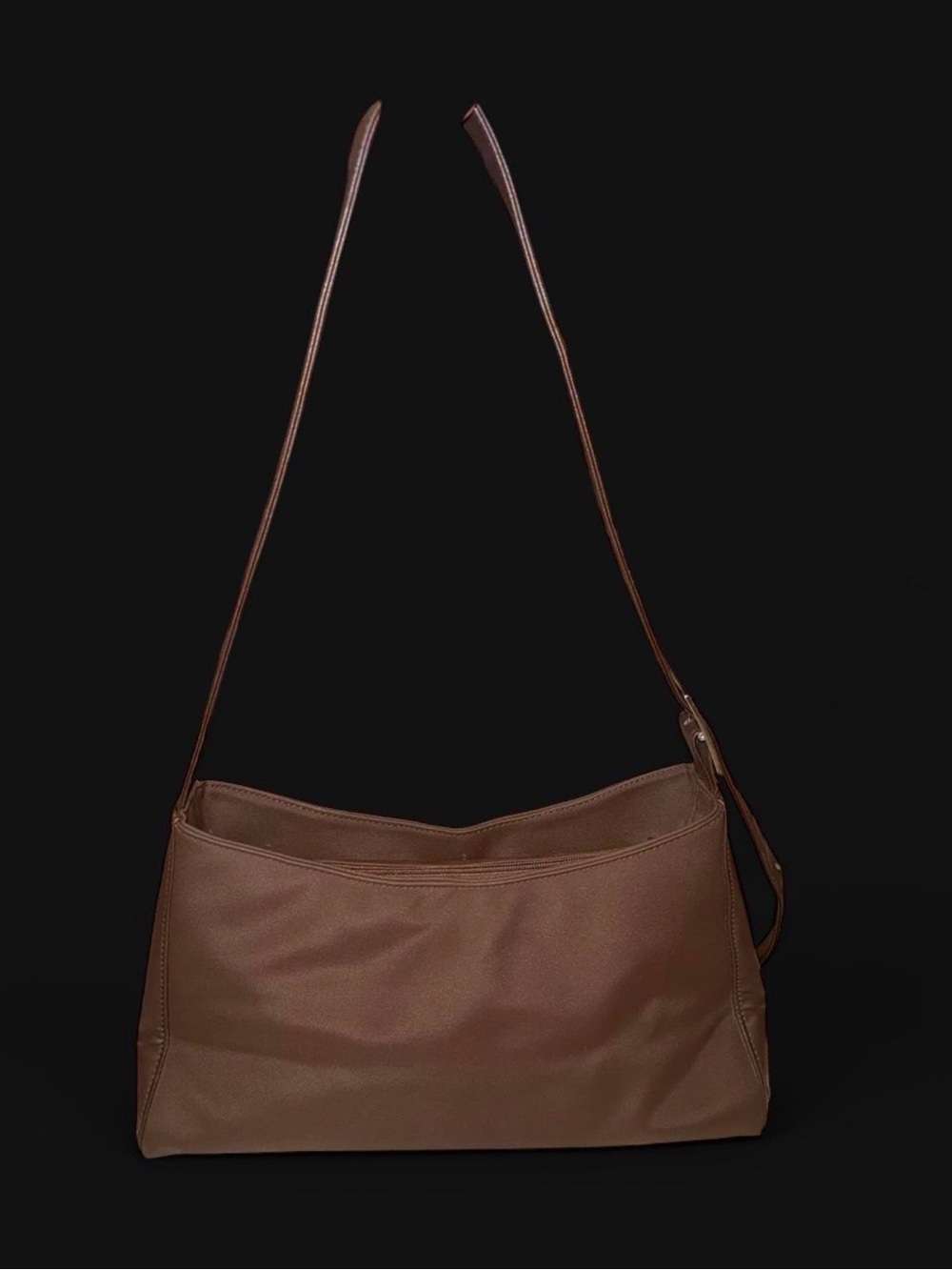 NWOT | Cerruti 1881 Vintage Y2K Brown Nylon Baguette Hobo Bag - Picture 3 of 7